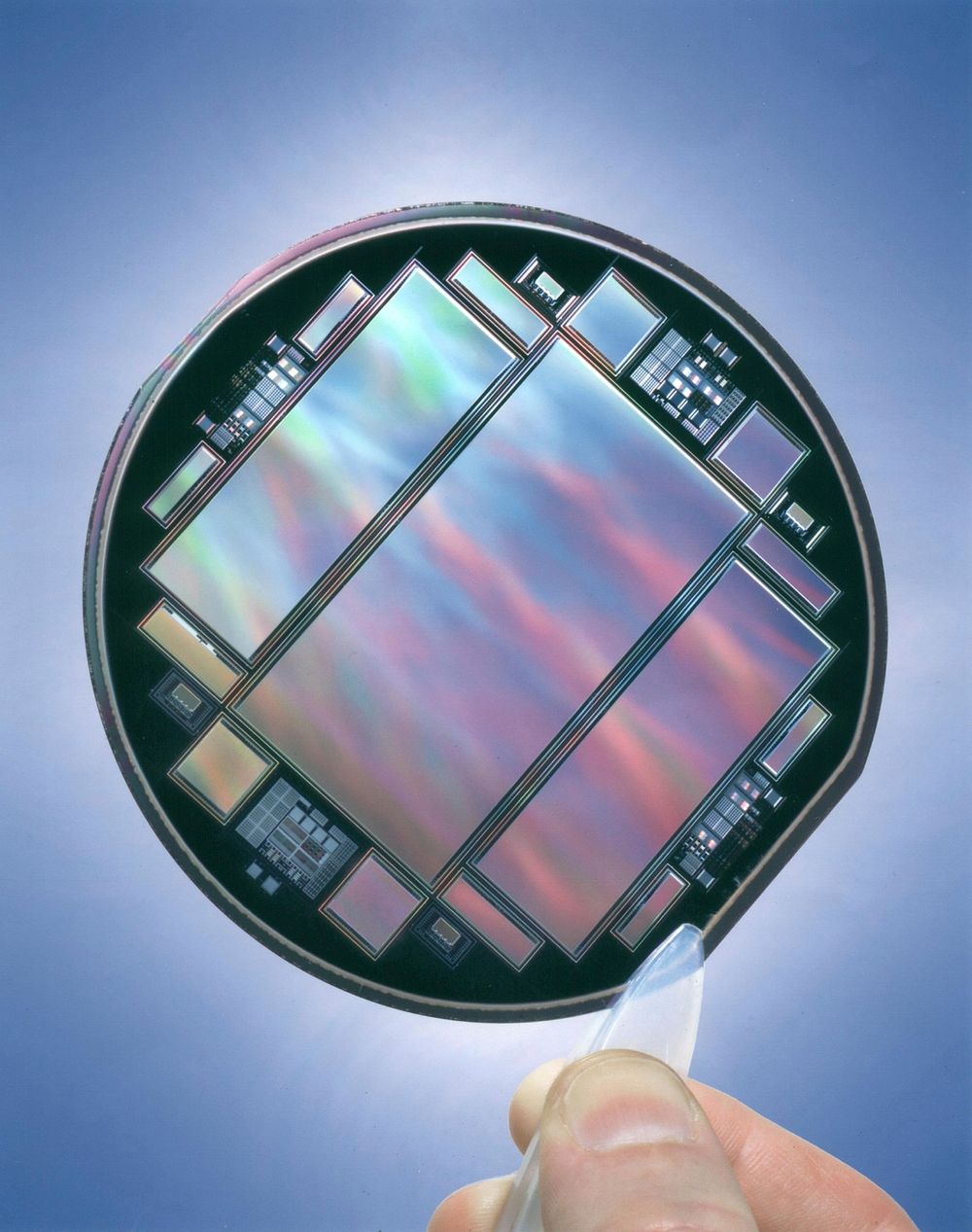 A 300-micrometer-thick charge-coupled device (ccd) with more than 21 million pixels.