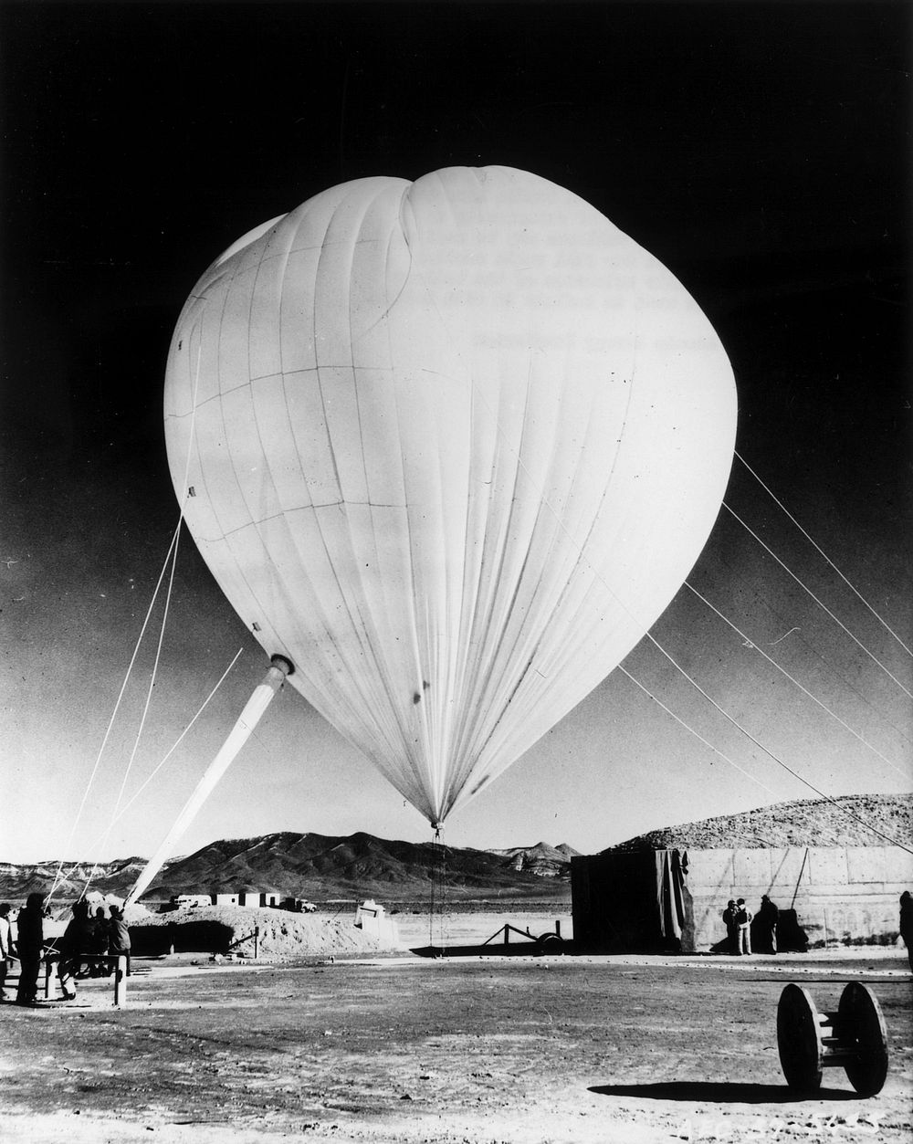 Old photograph of an anchored balloon. Original public domain image from Flickr
