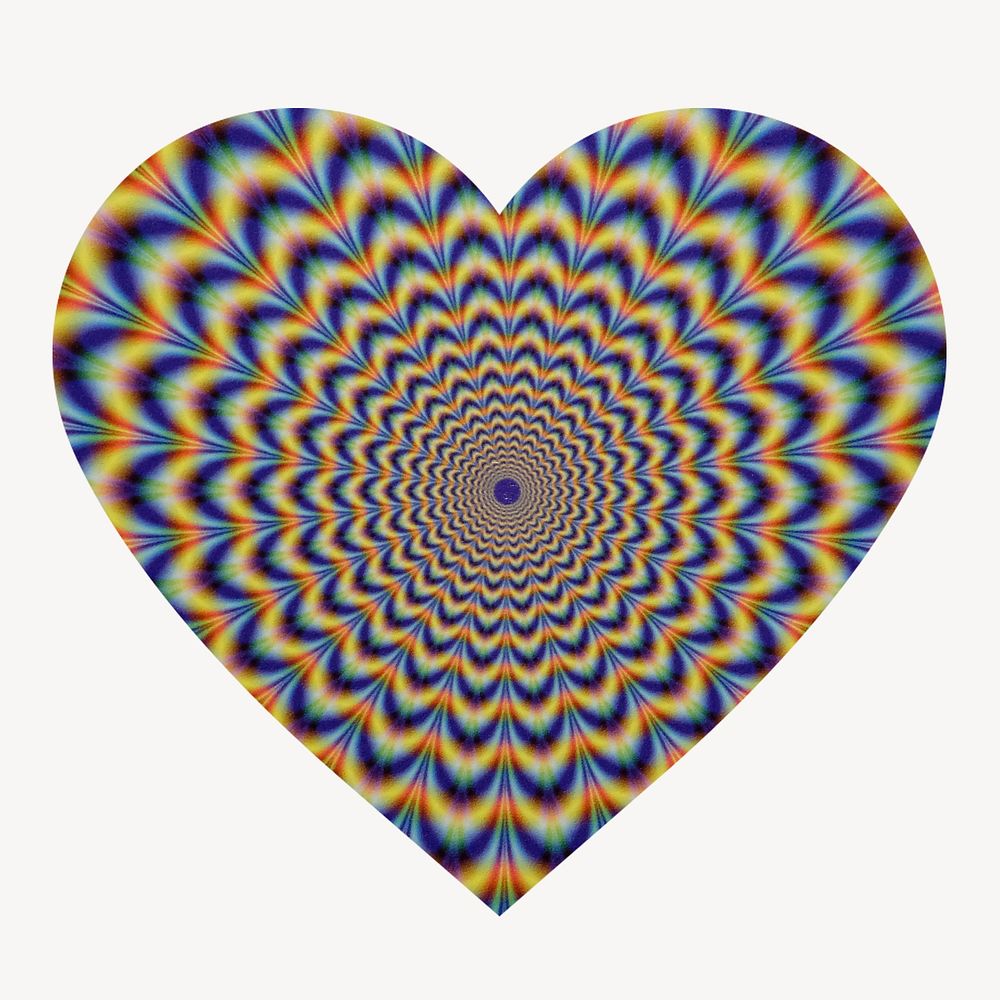 Hypnotizing optical illusion heart shape badge, abstract photo