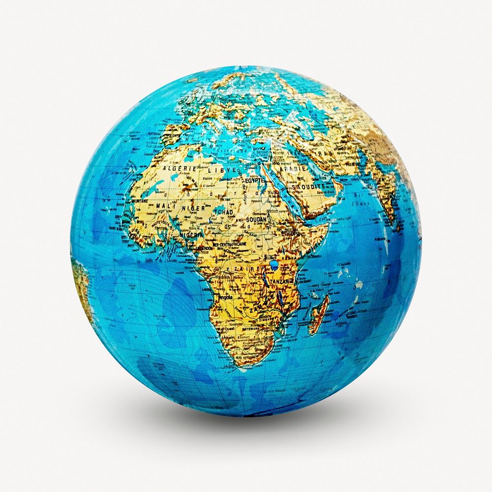 Globe sticker, world teaching collage element psd