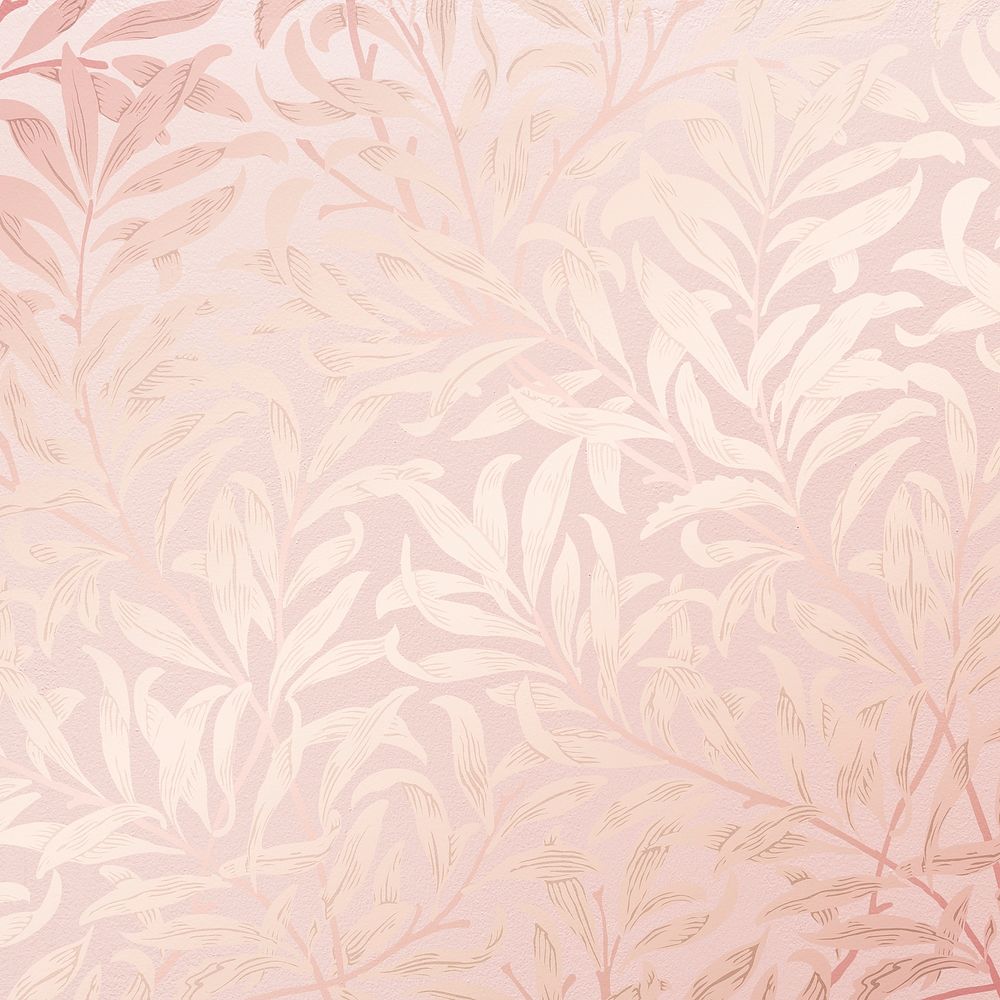 Pink pattern background, vintage botanical design, remix from artwork by William Morris