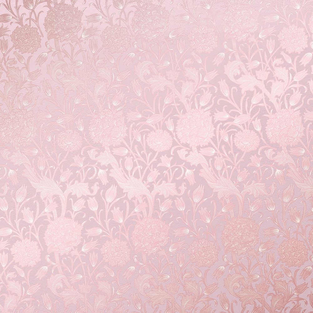 Pink flower background, vintage pattern in aesthetic design vector