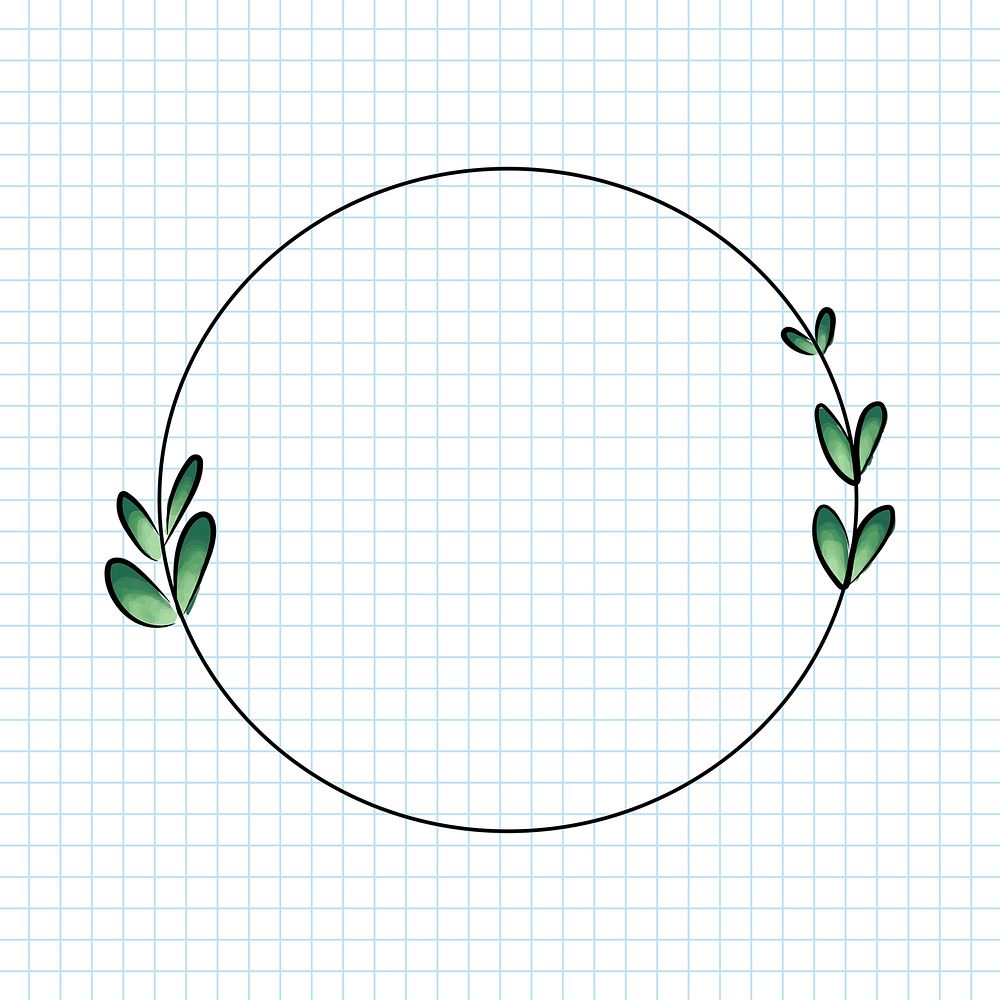Simple doodle frame sticker, hand drawn botanical design vector