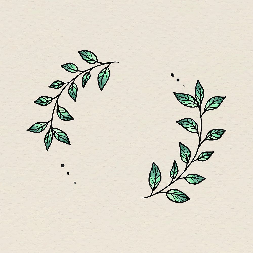 Wreath frame clipart, doodle, botanical illustration vector