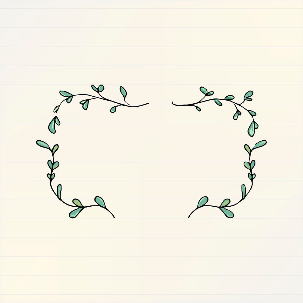 Doodle leaf frame clipart, cute botanical illustration vector