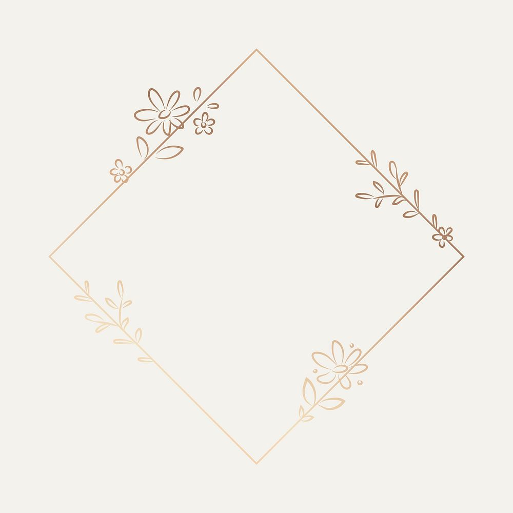 Botanical frame collage element, luxury gradient design vector