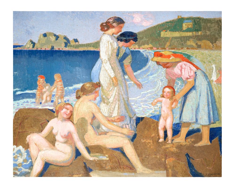 Maurice Denis art print, Bathers in Perros Guirec famous painting (1909&ndash;1912). Original from The Public Institution…