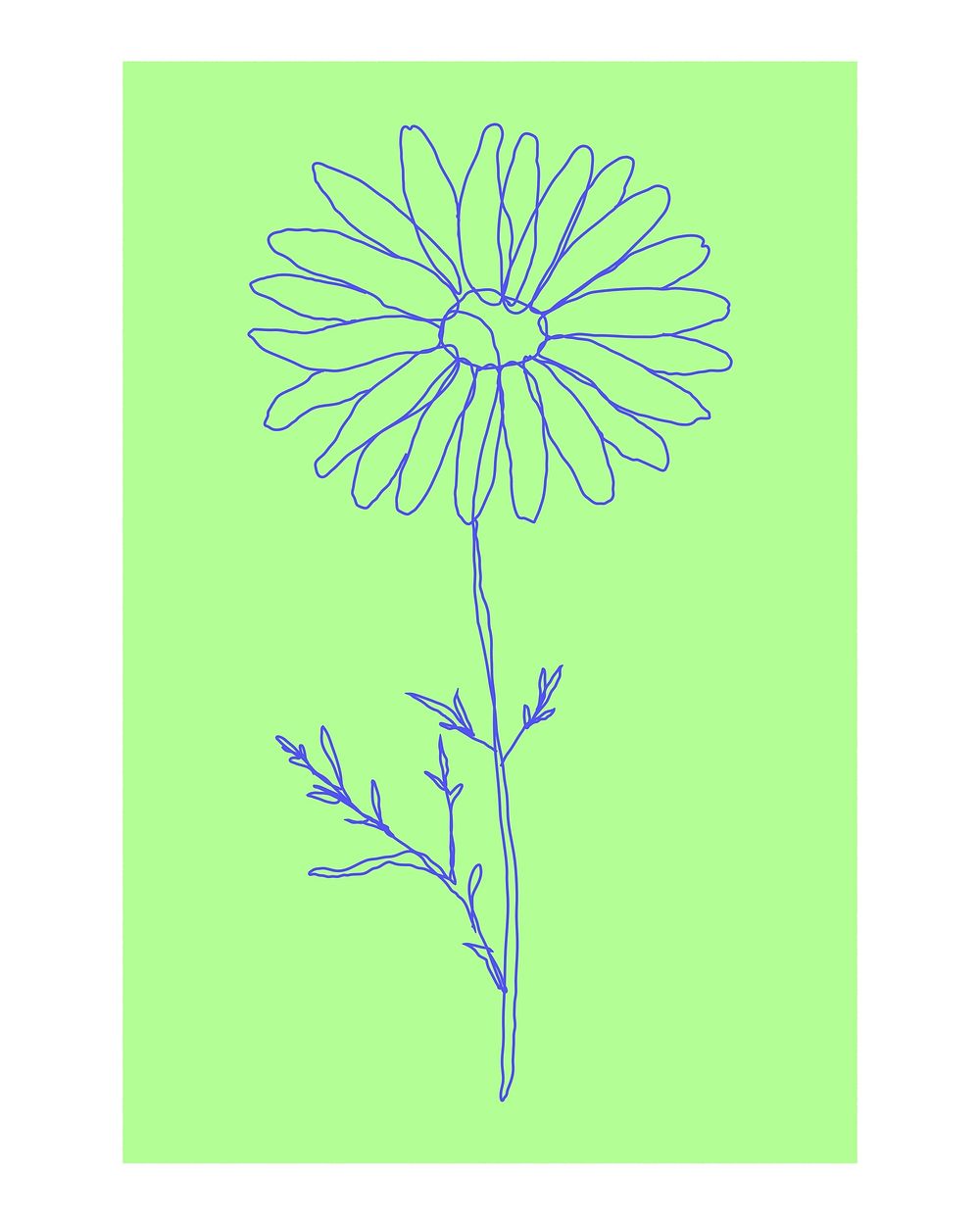 Flower line art poster, aesthetic green design