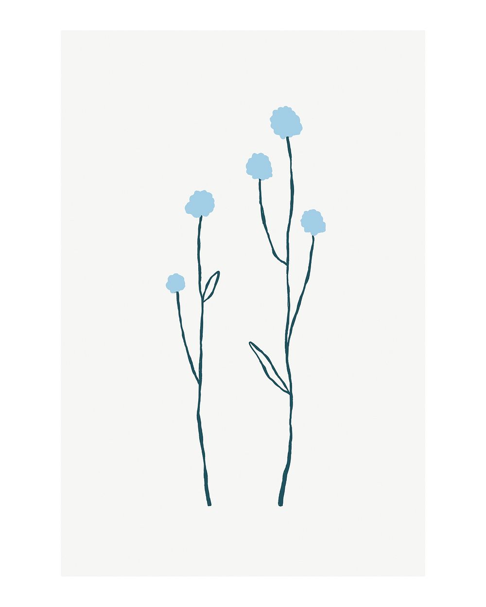 Flower doodle poster, minimal hand drawn illustration