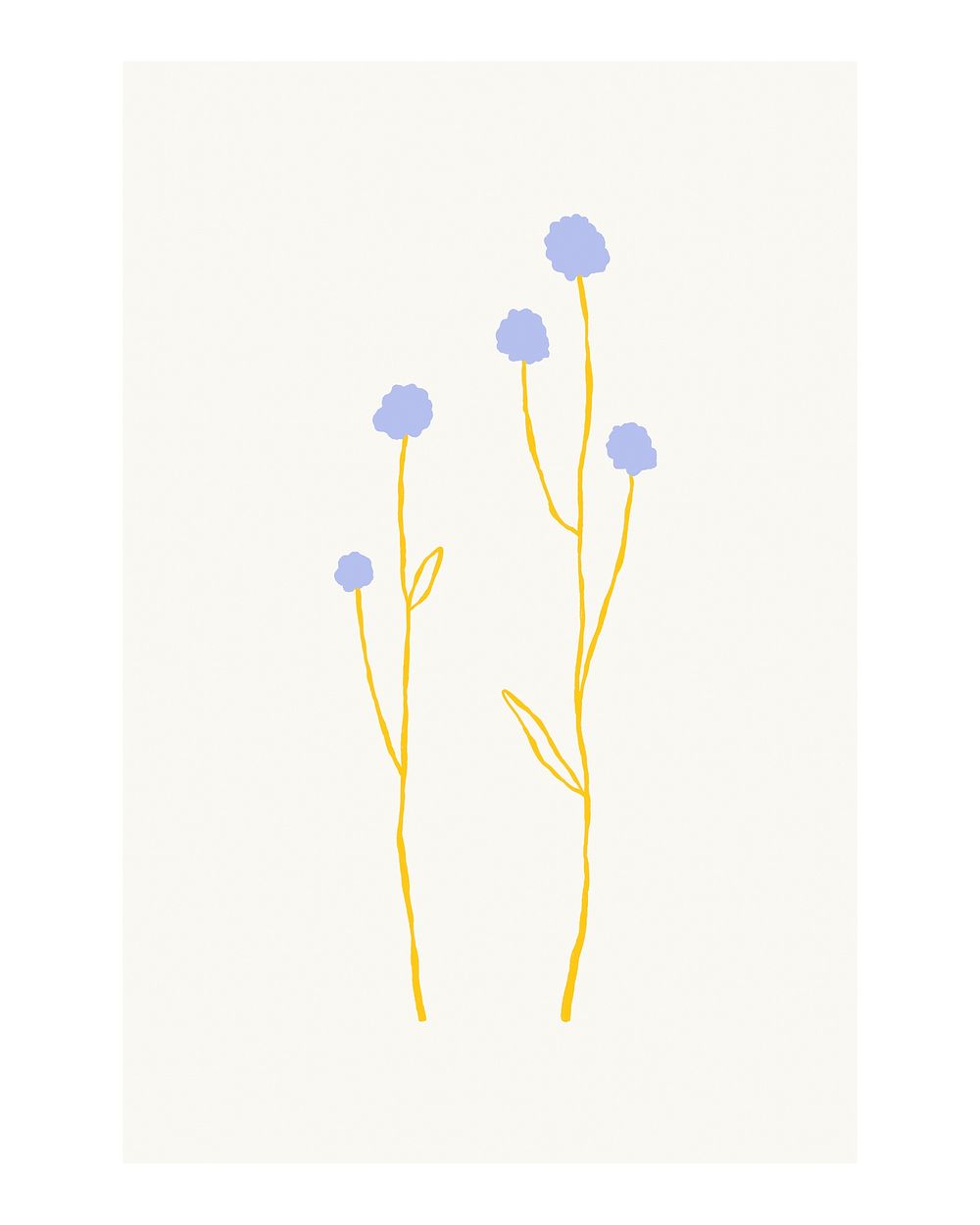 Flower doodle poster, minimal hand drawn illustration