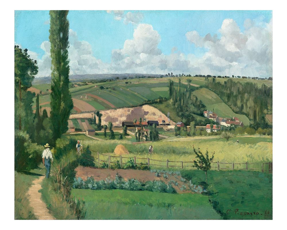 Pissarro art print, famous painting, Landscape at Les Pâtis, Pontoise