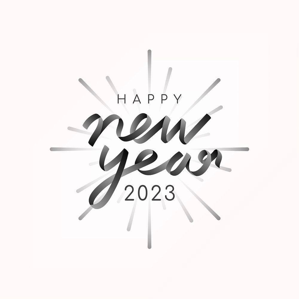2023 happy new year text aesthetic season's greetings in black on white background vector