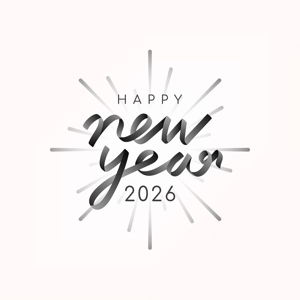 2026 happy new year text aesthetic season's greetings in black on white background vector