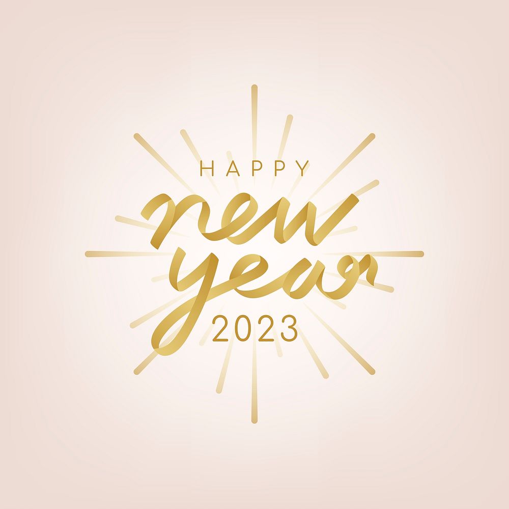 2023 gold happy new year text aesthetic season's greetings text on pink background vector