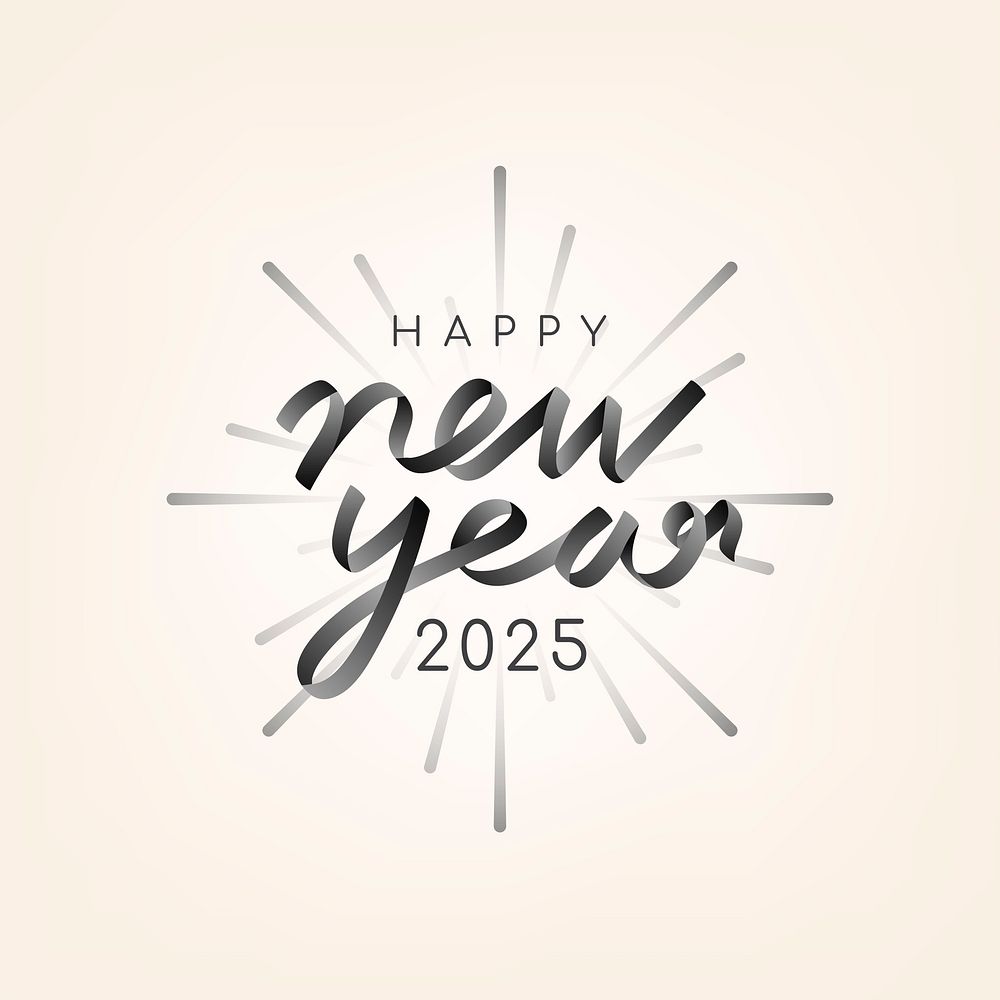 2025 black happy new year text aesthetic season's greetings text on beige background vector