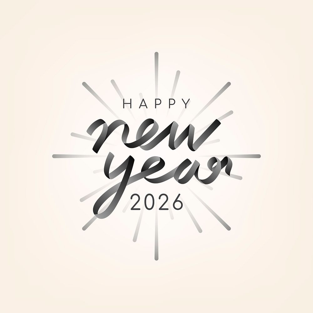 2026 black happy new year text aesthetic season's greetings text on beige background vector
