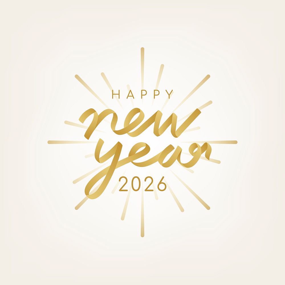 2026 gold happy new year text aesthetic season's greetings text on pastel yellow background