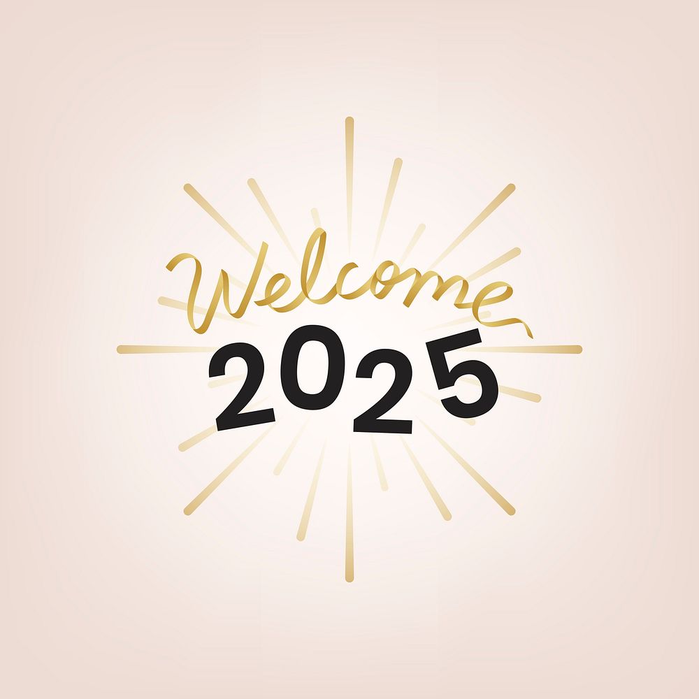 2025 welcome new year text, aesthetic typography on pink background