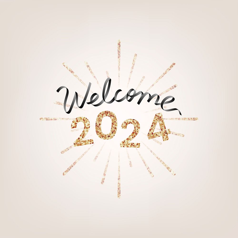 2024 gold glitter welcome new | Premium Vector - rawpixel