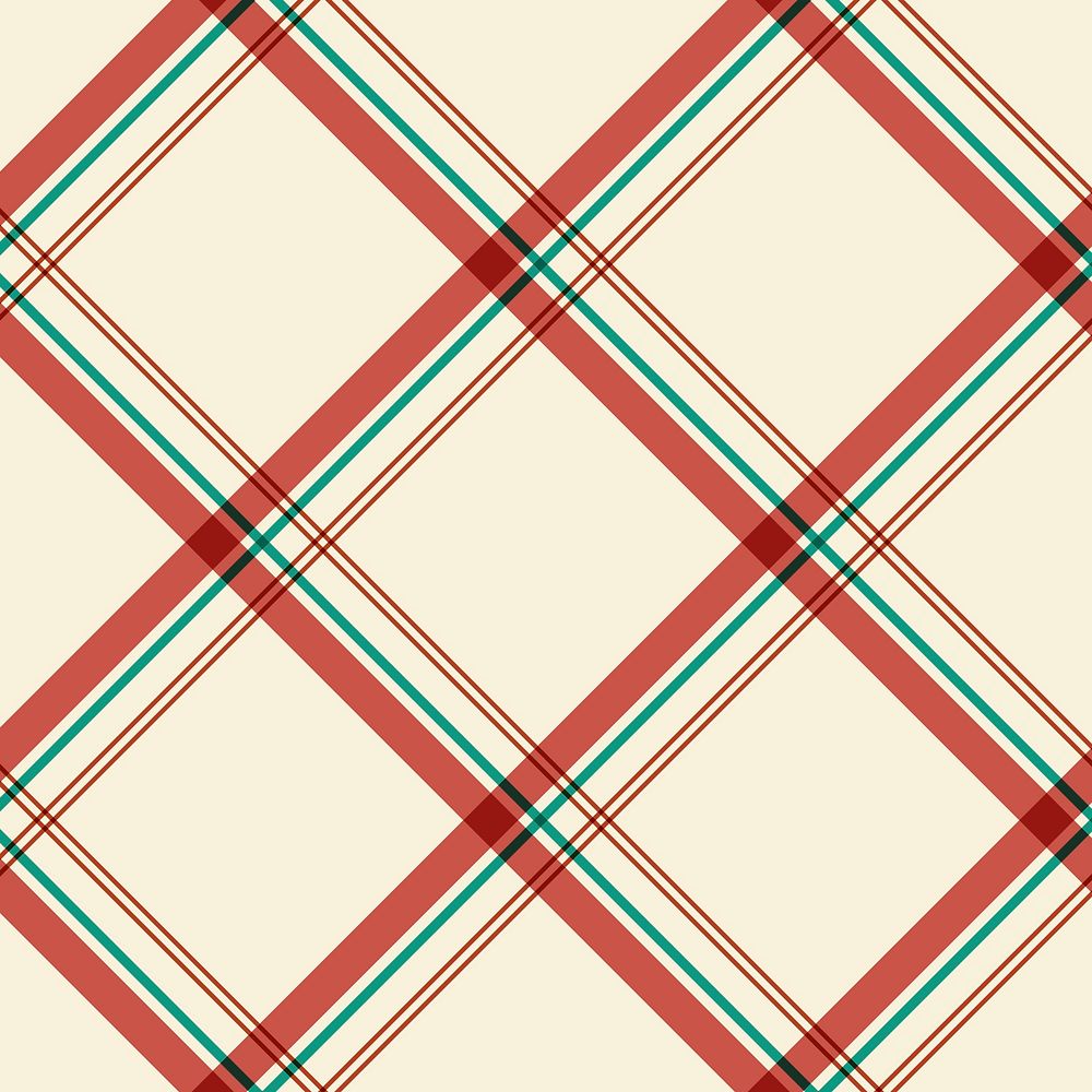 Checkered pattern background, red abstract, beige design vector