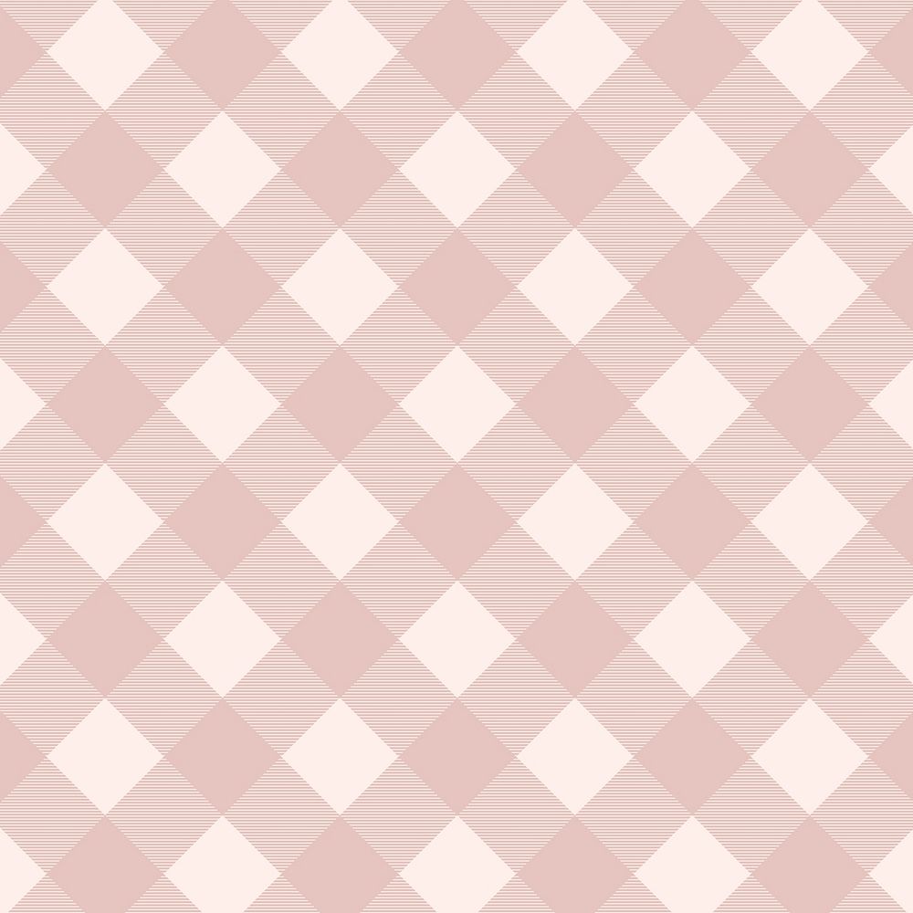 Pink checkered background, cute pattern design vector