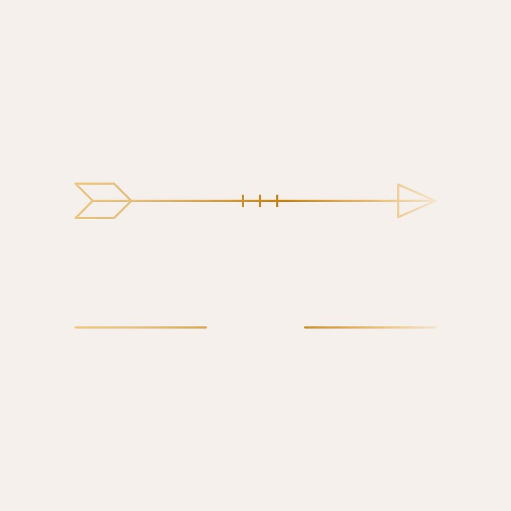 Gold arrow badge, aesthetic graphic psd