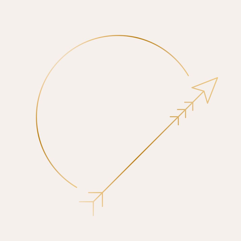 Gold arrow frame, aesthetic graphic vector
