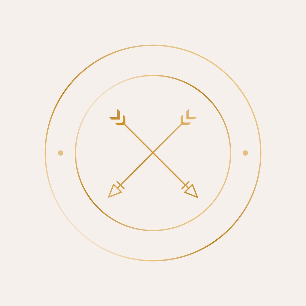 Aesthetic cross arrow gold logo element vector, simple tribal design