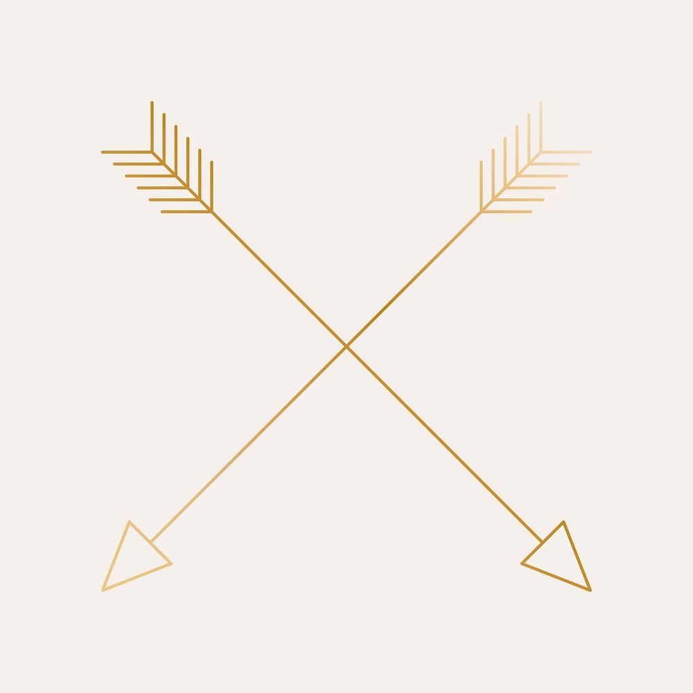 Aesthetic cross arrow gold logo element psd, simple Boho design