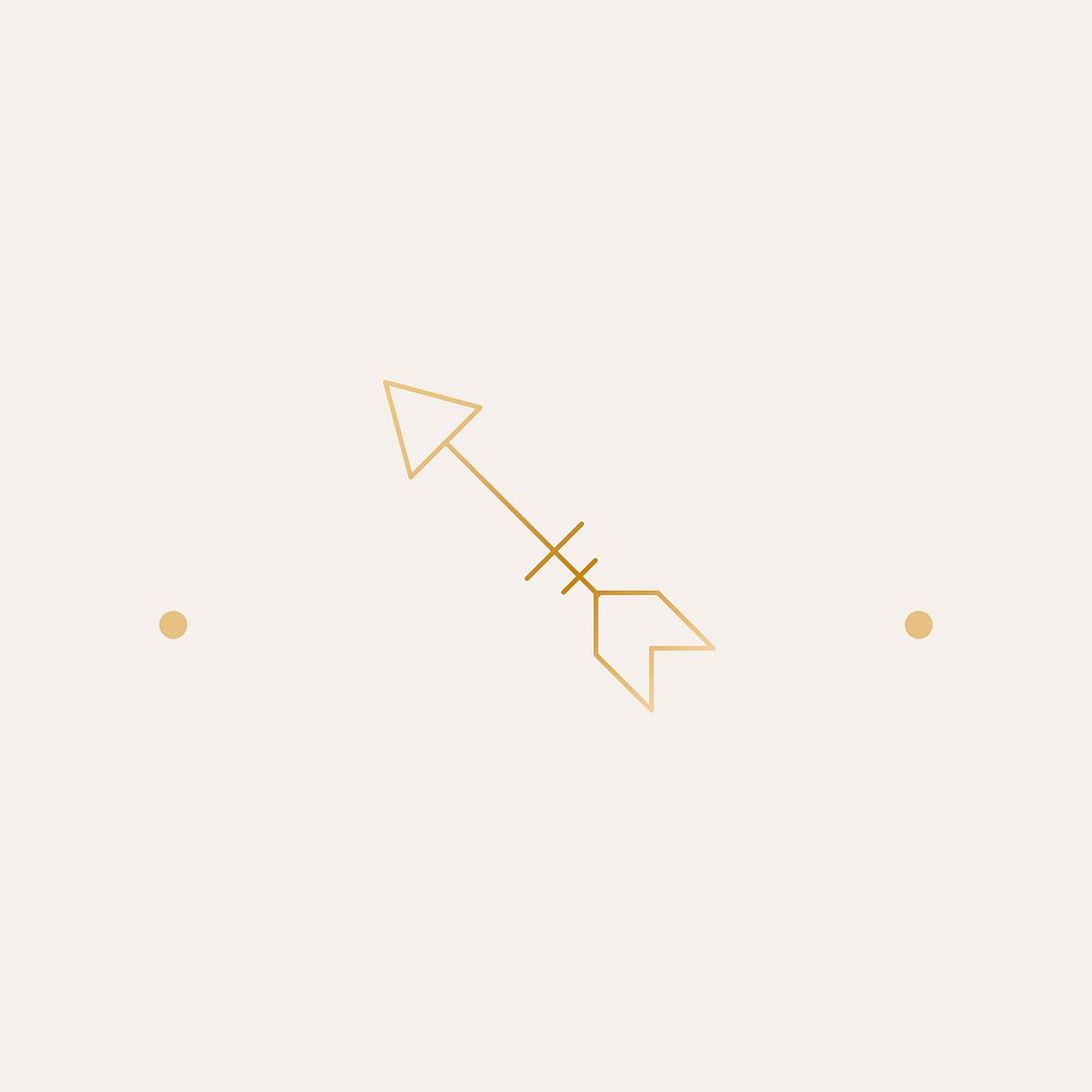 Gold arrow badge, aesthetic graphic psd