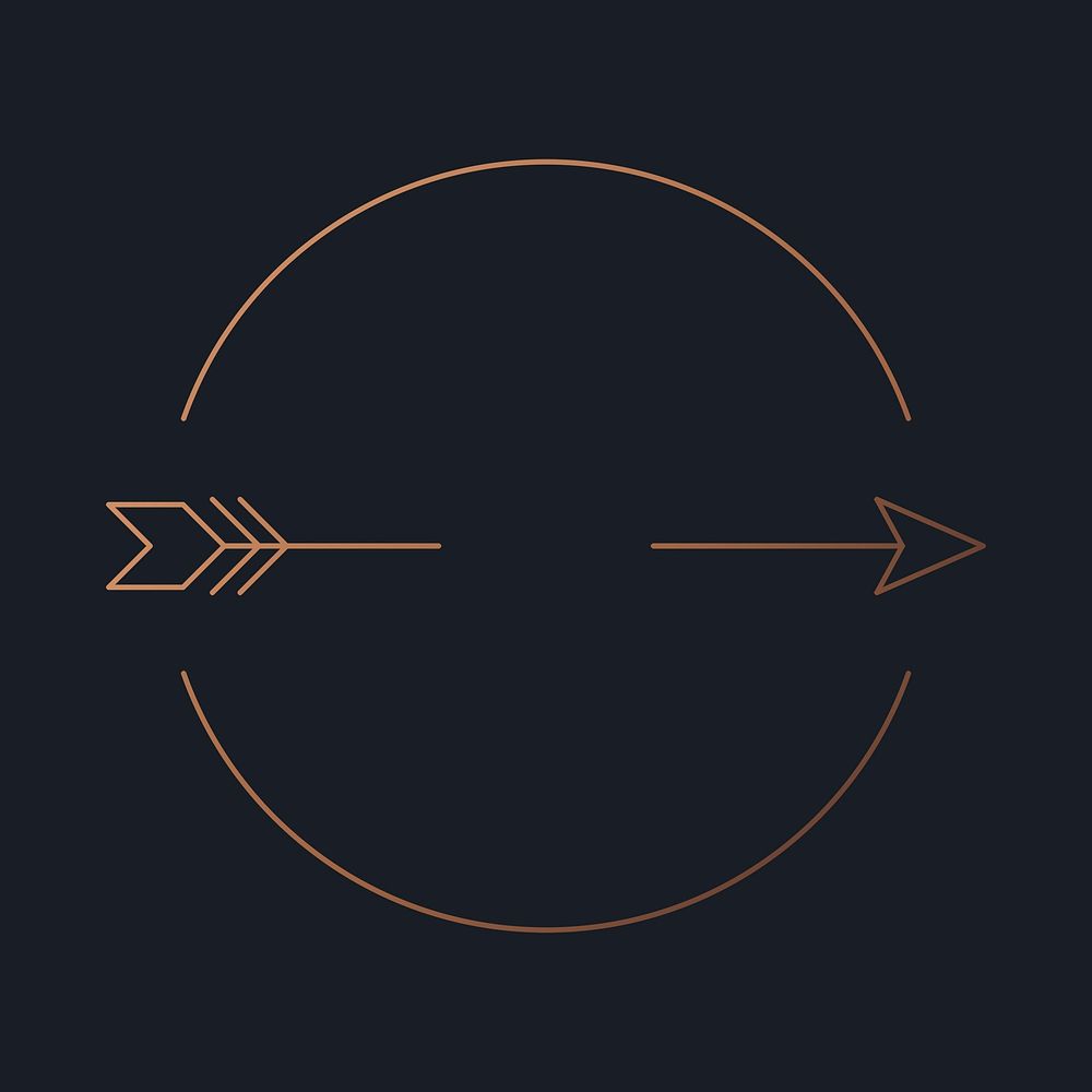 Minimal arrow copper logo element vector, simple tribal design