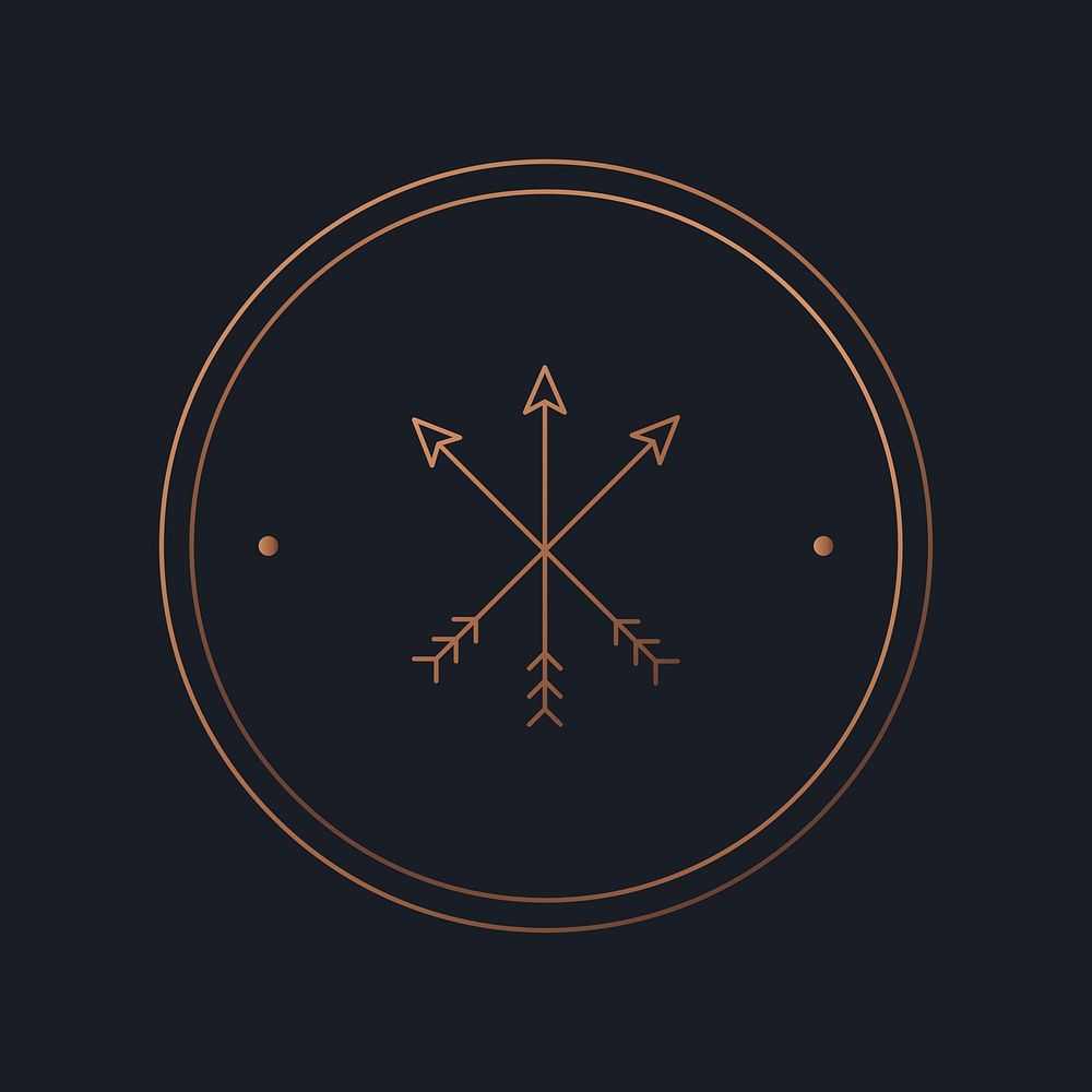 Aesthetic cross arrow copper logo element vector, simple tribal design