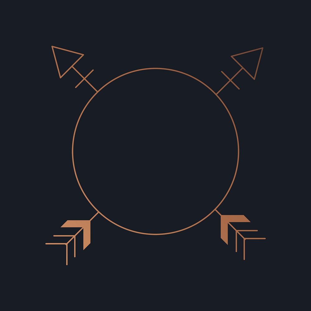 Aesthetic cross arrow frame logo element psd, simple Boho design