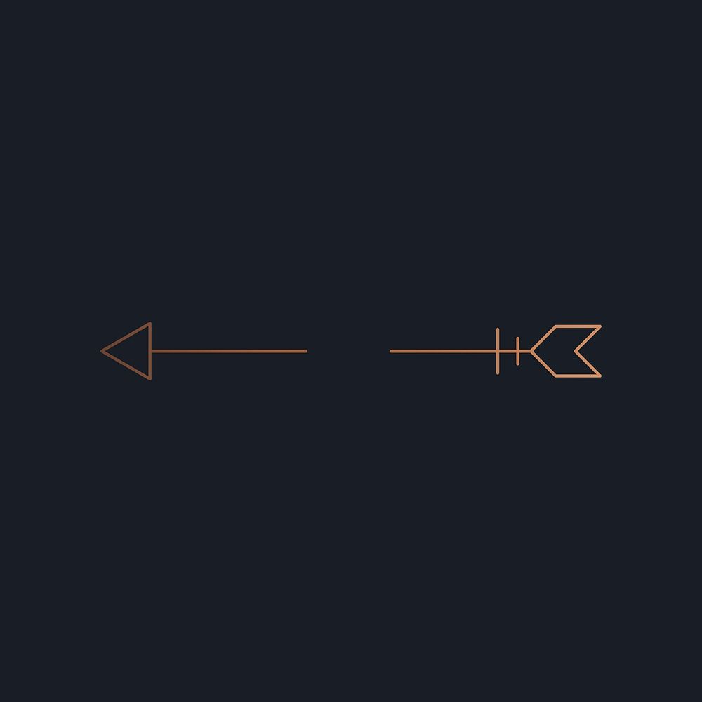 Minimal arrow copper logo element vector, simple Boho design