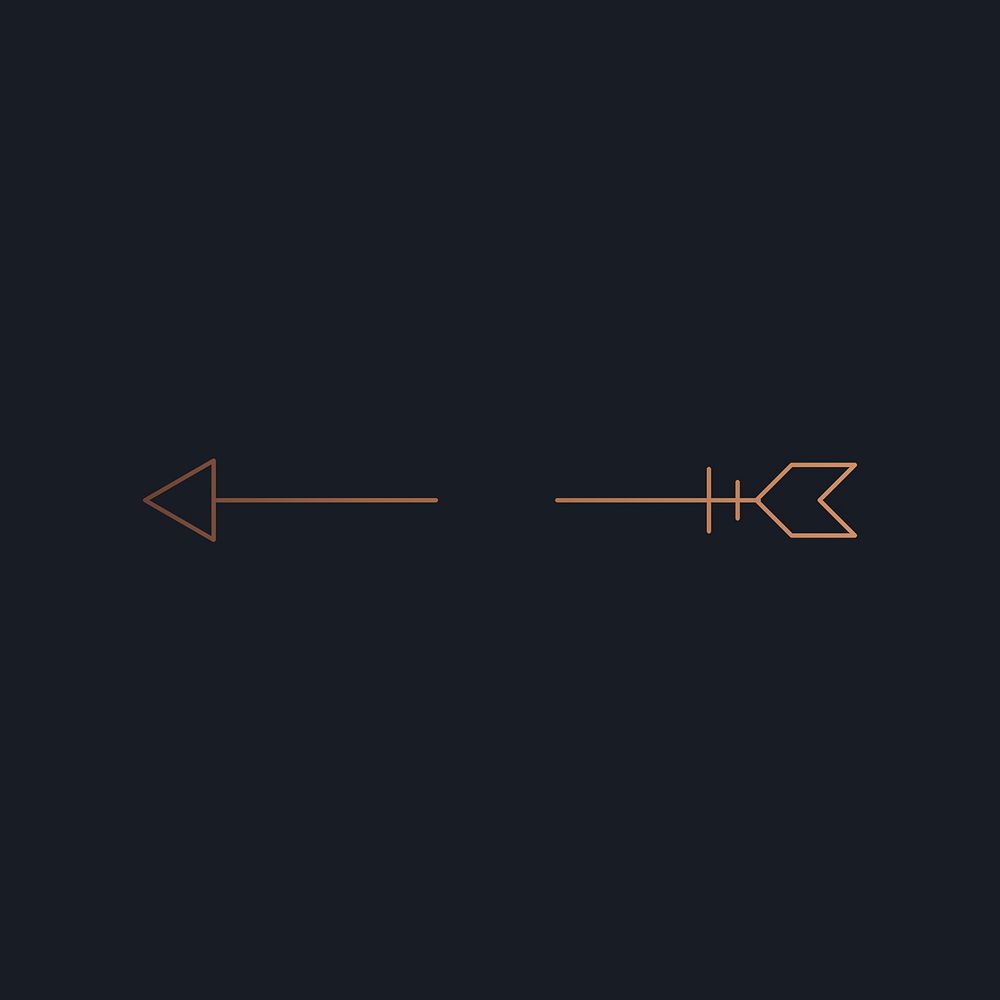 Aesthetic arrow copper logo element psd, simple Boho design