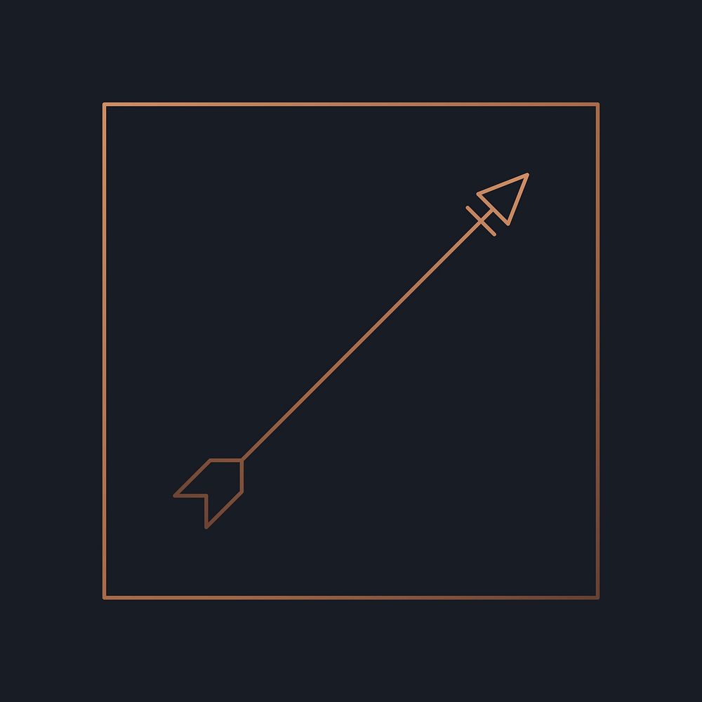 Minimal arrow copper logo element psd, simple tribal design