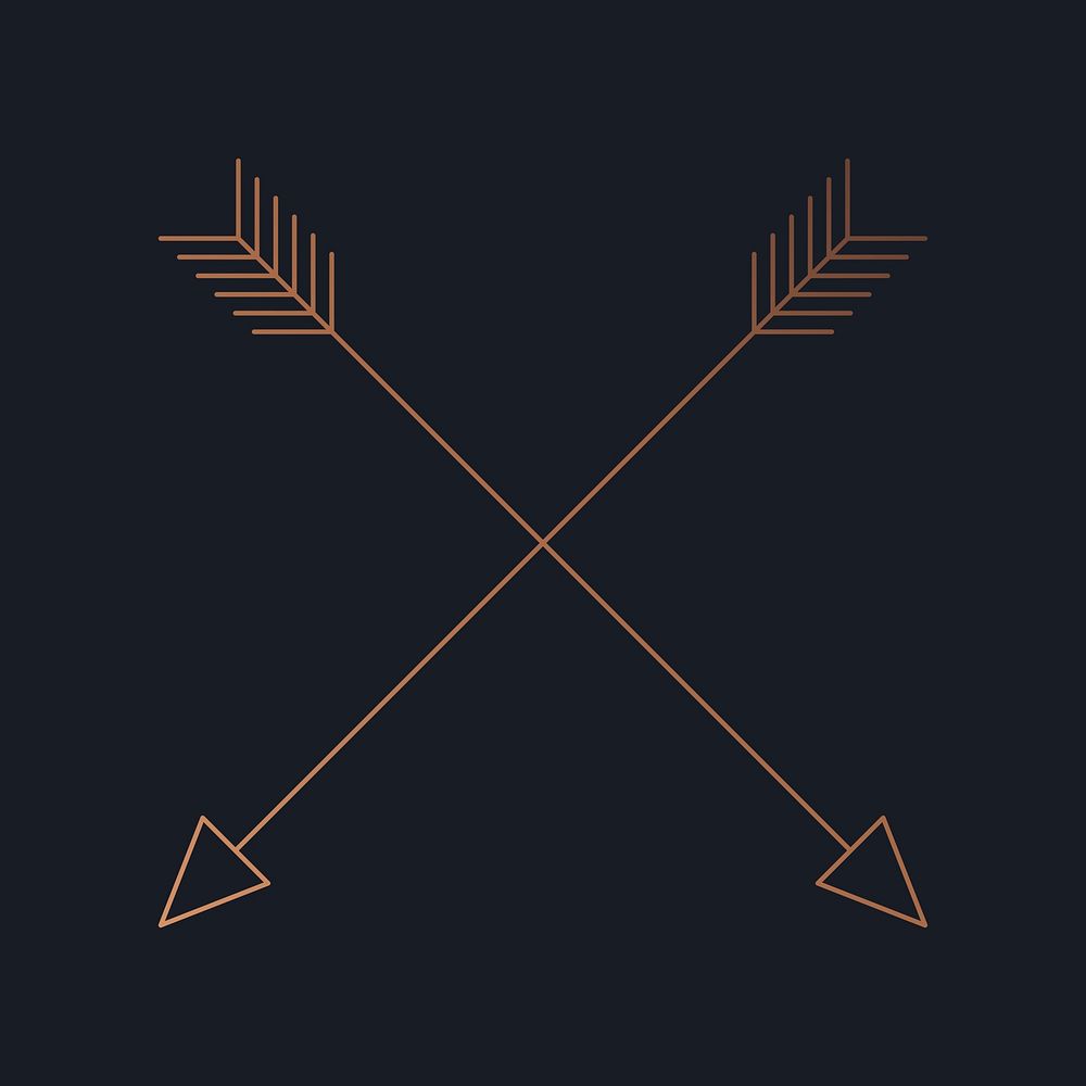 Aesthetic cross arrow copper logo element psd, simple Boho design
