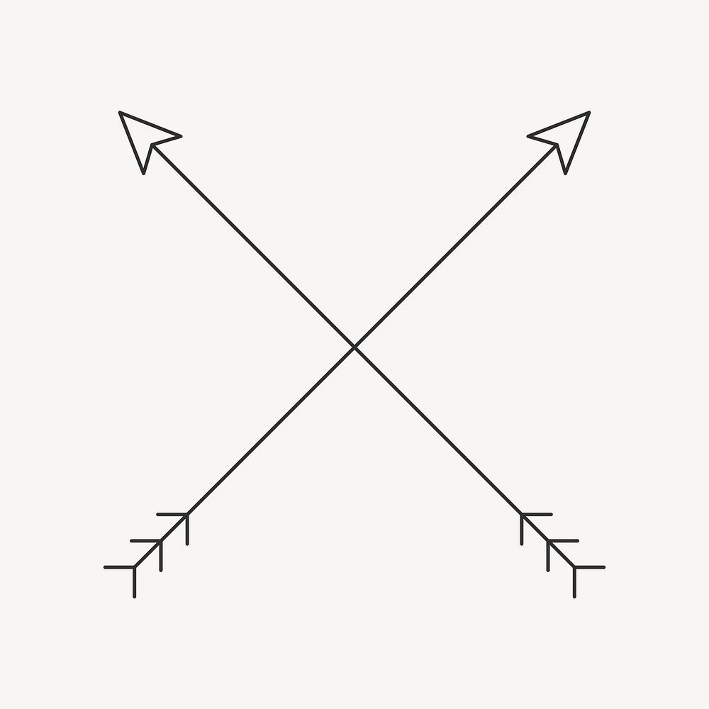 Aesthetic cross arrow black logo element vector, simple Boho design