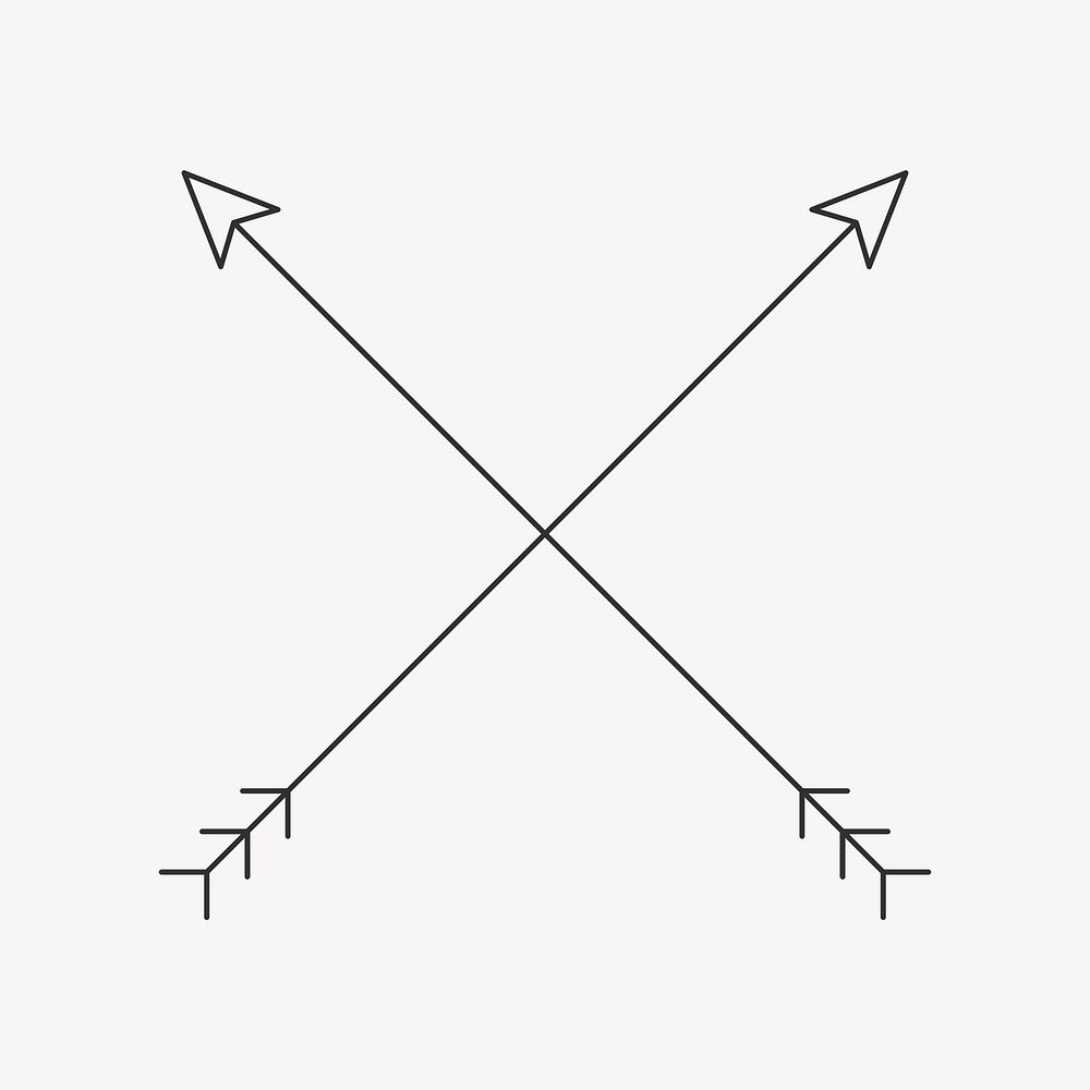 Minimal cross arrow black logo element psd, simple Boho design