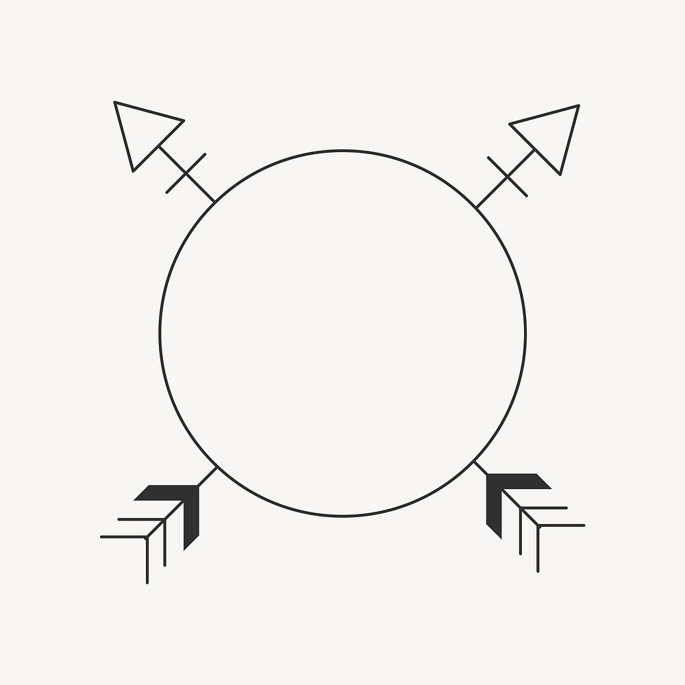 Minimal cross arrow frame logo element psd, simple Boho design