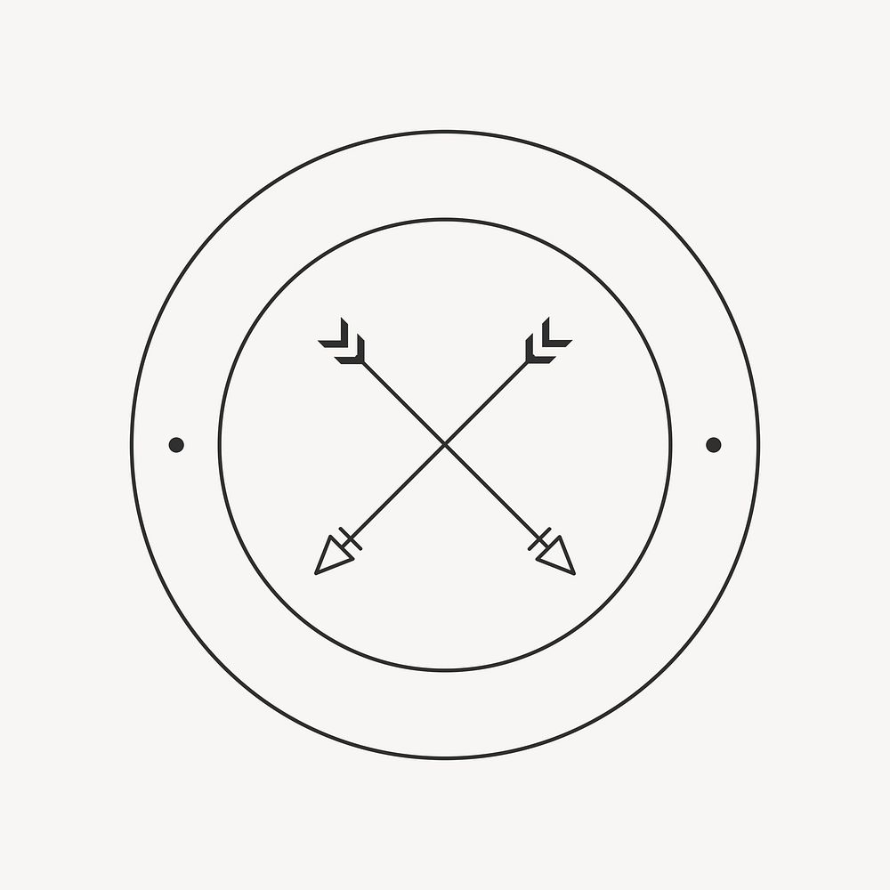 Aesthetic cross arrow black logo element vector, simple Boho design