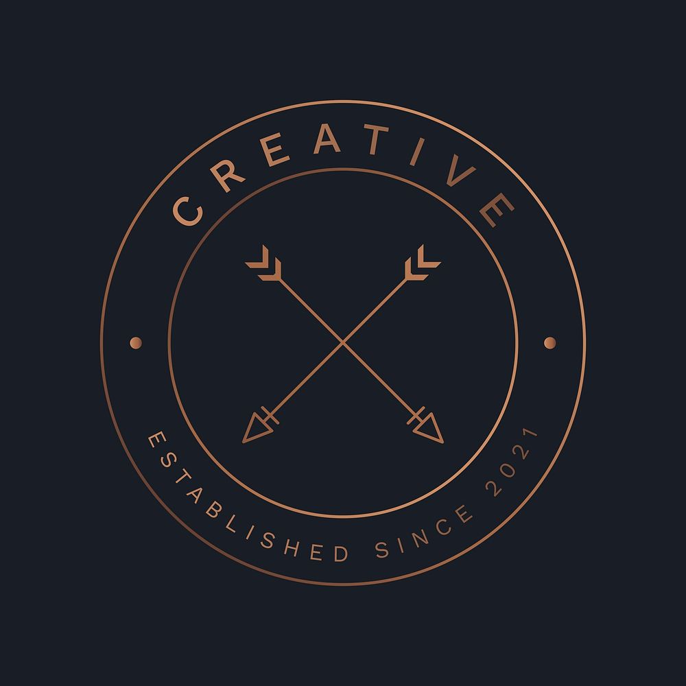 Copper cross arrow logo template, business branding, simple Boho vector design