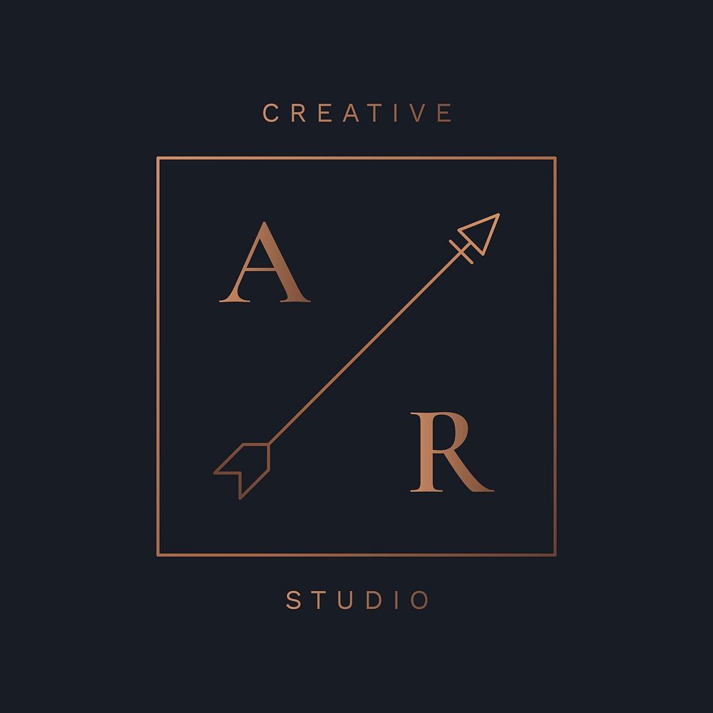 Creative studio branding logo template, simple tribal copper arrow psd illustration