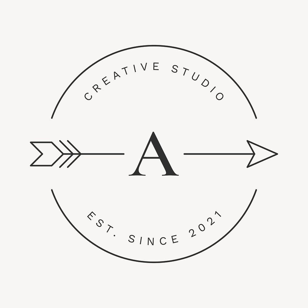 Aesthetic business arrow logo template, minimal graphic psd