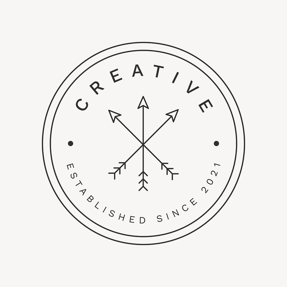 Creative studio branding logo template, simple tribal black cross arrow psd illustration