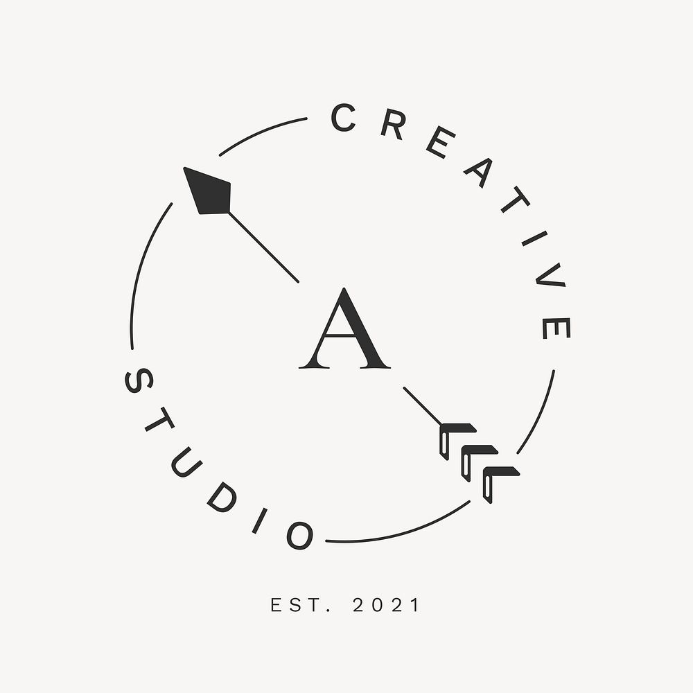 Minimal creative logo template, black arrow, professional business branding psd graphic