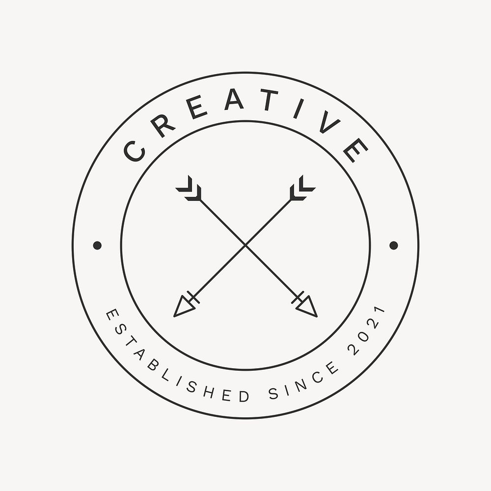 Creative studio branding logo template, simple tribal black cross arrow vector illustration