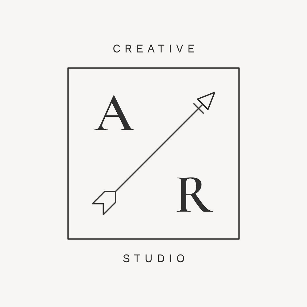 Minimal creative logo template, black arrow, professional business branding vector graphic