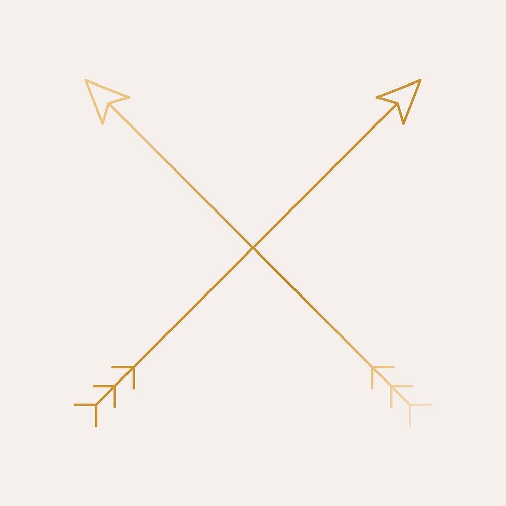 Gold cross arrow badge, aesthetic graphic vector