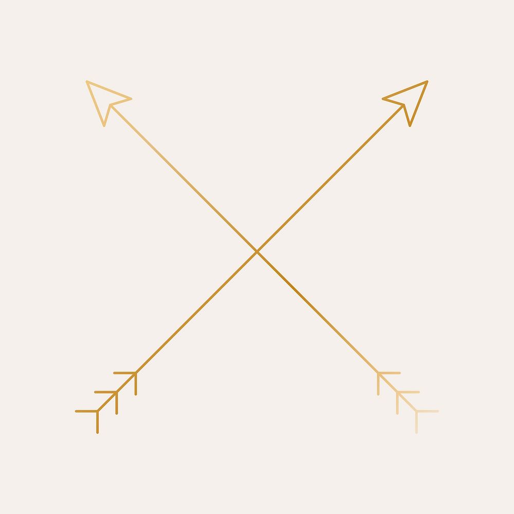 Cross arrow logo element, aesthetic gold psd design 